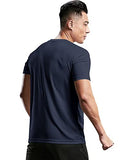 Eyebogler Mens Round Neck Half Sleeve Solid Dry Fit Tshirt Pack Of 2,Navy Blue::LimeadeApparel,XL
