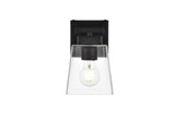Living District Merrick 1-Light Iron & Glass Bath Sconce In Black/Clear