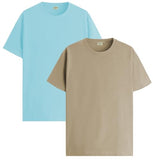ADRO T Shirts Pack of 2 Mens Tshirts Cotton T Shirts for Men Tshirt T-Shirts Combo T Shirts Tshirts for Men Plain Solid Tshirts Mint Beige Tshirt for Men RCM2-PLN-MI-BE-M,Mint,Beige