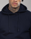 Adro Men'S Cotton Neck Hooded Sweatshirt (H24-M-Pln-Nb-2Xl_Navy Blue)