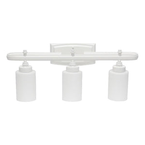 All The Rages Essentix 3-Light Metal Vanity Fixture With Opaque Shade In White