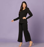 Leriya Fashion Ethnic Co Ord Set | Co Ord Set for Women | Night Dress for Women | Night Wear for Women | Payjama Set for Women | Women Two-Piece Outfits | Coord Sets (Small Black),Black