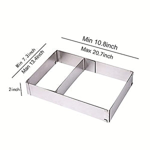 10 Reach 20 Inch Rectangular Stainless Steel Adjustable Flexible Scalable Mousse Cake Mould Cake Tiramisu Bread Pastry Baking Mo