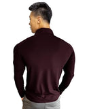 Eyebogler Men High Neck Colourblocked Full Sleeve Regualr Fit T-Shirt,Wine Melange - Navy Apparel,S