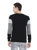 Adro Men'S Full Sleeve Cotton Color Block T-Shirts (Fr4-4-Bst-Bl_Black_M)
