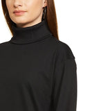 Fyltr Women'S Drop Shoulder Boxy Fit Sweatshirt With Turtle Neck & Balloon Sleeve,Every Ebony,Every Ebony,S
