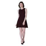 Leriya Fashion Women'S Ribbed Sleeveless A-Line Western Dresses | Plain Short Dress | Indo Western Dress For Women. (Large, Marr