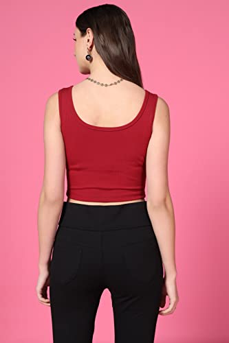 Toplot Women'S Combo Solid Ribbed Scoop Neck Sleeveless Slim Fit Tank Top Pack Of 2 (Combo-5069-Gry-Mrn-Xl),Grey-Maroon,,B0CG5JKBD2