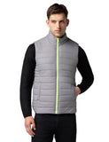 Fyltr Men'S Sleeveless Puffer Jacket With Neon Trims - Stand Collar | Full Zipper | Side Pockets | Shaped Hem,Gravel Grey,Gravel Grey,2Xl