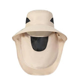Gustave Wide Brim Bucket Hat 360 Degree UvProtection Round Cap With Neck Flap & Removable Face Cover Outdoor Unisex Sun Hat Wit