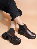 Women'S Chunky Chelsea Boots Brown Ankle Booties With Lug Sole Slip-On Elastic Side Panels Stylish Fall/Winter Footwear Eu40,Brown,7,B0DM2G45CK