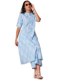 Anni Designer Women'S Rayon Viscose Straight Printed Kurta With Pant (Kopek Sky-Vks04_S_Sky Blue_Small),Sky Blue,S