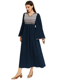 TADKEE Women's Geometric Pattern V-Neck Bell Sleeve One Piece Dress (FN-V-Flared-One-Piece-126-Teal-XXL)