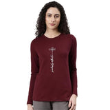 Enamor Women'S Letter Print Slim Fit T-Shirt (E157_Dry Blood,Dry BloodApparel,M