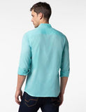 FYLTR Men's Solid Regular Fit Shirt (FYLSS23MS-015_Sea Spray,Sea Spray