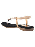Shoeopia Embellished Strap Rose-Gold Flat Sandals For Women & Girls /Eu39,Rose-Gold,6,B0DZVPFN34