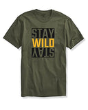 Adro Men'S Stay Wild Typography Printed Cotton T-Shirt (Rnr-M-Wild-Ol_Olive_S)