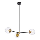 Living District Briggs 3-Light Metal Pendant W/Clear Shade In Black And Brass
