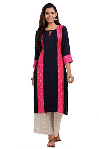 Anni Designer Women'S Black Color Rayon Fancy Long Thread Work Kurti(Kur190072-Xl_Black),Black,XL