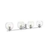 Living District Juelz 4-Light Iron & Glass Bath Sconce In Chrome/Clear