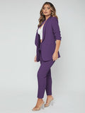 Kotty Women'S Solid Co-Ord With Trousers(Purple,S)
