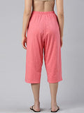 Enamor E402 High-Rise Cotton Slub Basic Culottes For Women With Concealed Adjustable Drawstring(E402_Pink Taffy_Xl)