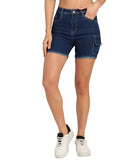 Nifty Women'S Denim Straight Fit Cargo Shorts (1462_Blu_32_Blue_32)