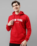 Adro Men'S Cotton Blend Neck Hooded Sweatshirt (H24-New-Rd-L_Red)