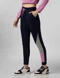 FYLTR Women's Asymmetric Colourblock Joggers with Elasticated Waistband & Contrast Drawcord,Vainly Navy