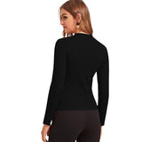 Eyebogler Womens Band Neck Full Sleeve Black Tshirt,BlackApparel,XL