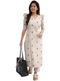 Gosriki Women'S Rayon Viscose Straight Printed Kurta With Pant (Kulam Cream-Gs_L_Cream_Large),Cream,,B0F1SSQQ8Y
