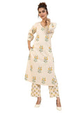 Libas Women'S Pure Cotton Printed Kurta Sets (400139O_Off White_L)
