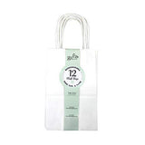 12CT Small White Biodegradable Paper, Premium Quality Paper (Sturdy & Thicker), Kraft Bag with Colored Sturdy Handle