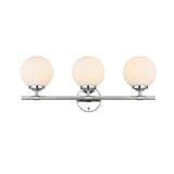 Living District Ansley 3-Light Iron & Glass Bath Sconce In Chrome/Frosted White