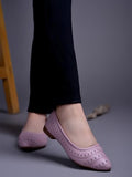 Shoetopia Women'S Mauvecut-Out Ballerina Flats Pointed Toe Slip-Ons With Comfort Sole For Office & Casual Eu40,Mauve,7,B0DRJGFHY3