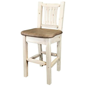 Montana Woodworks Homestead Collection Barstool With Back, Ready To Finish With Upholstered Seat, Buckskin Pattern