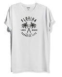 Adro Florida Paradise Life Mens Printed T-Shirt (S, White)