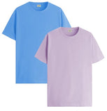 ADRO T Shirts Pack of 2 Mens Tshirts Cotton T Shirts for Men Tshirt T-Shirts Combo T Shirts Tshirts for Men Plain Solid Tshirts Sky Blue Purple Tshirt for Men RCM2-PLN-SK-PU-M,Sky Blue,Purple
