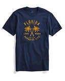 Adro Florida Paradise Life Mens Printed T-Shirt (M, Navy Blue)