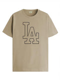 Adro Mens Printed T Shirt - Premium Cotton Graphic Printed Tshirt - Beige T-Shirt - Rn24-La-Be-M