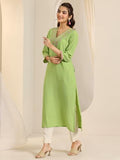 Libas Women'S Silk Blend Straight Kurtas (29703_Green_Xl)