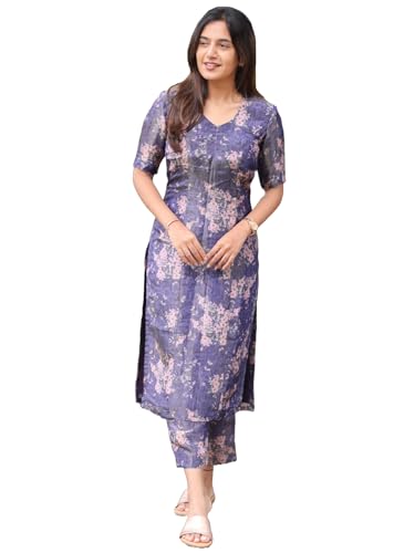 Anni Designer Women'S Rayon Viscose Straight Printed Kurta With Pant (Tisur Begani-Vks01_L_Begani_Large),Begani,L