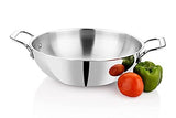 Triply Stainless Steel Non Stick Extra Deep Cooking kadhai/kadai for cooking 2.5 MM thick Cookware set Wok/Kadai Induction Botto