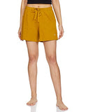 Enamor Essentials Women'S Mid Rise Relaxed Fit Thigh Length Breathable Pure Cotton Shorts With 2 Side Pockets - E062(E062-Mustar