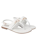 Shoetopia Buckle Detailed White Flat Sandals For Women & Girls /Eu42,White,9,B0F6TVPBSW