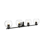 Living District Juelz 4-Light Iron & Glass Bath Sconce In Black/Clear