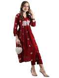 Gosriki Women'S Rayon Blend Anarkali Printed Kurta With Pant (Anveshi Maroon-Vks03-Gs_L_Maroon_Large),Maroon,,B0DJWGNTZC