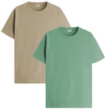 ADRO T Shirts Pack of 2 Mens Tshirts Cotton T Shirts for Men Tshirt T-Shirts Combo T Shirts Tshirts for Men Plain Solid Tshirts Beige Pista Tshirt for Men RCM2-PLN-BE-PT-2XL,Beige,Pista