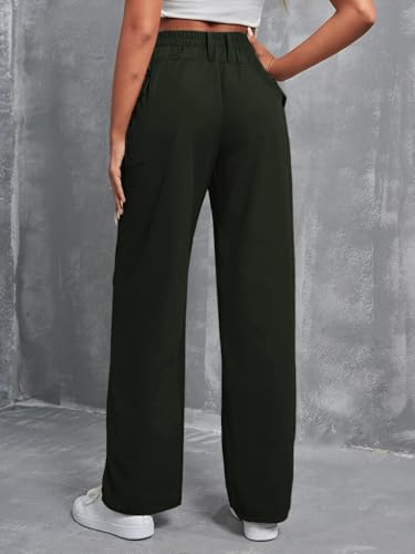 Toplot Cotton Solid Multi-Pocket Cargo Pant For Women (Wide-Leg-Cargo-5195-Green-30),Green,30,B0D9VPYJK3