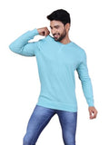 Colors Waffle Texture Full Sleeve T-Shirt For Men - 100% Cotton Ribbed Crew Neck Breathable Fabric Enhanced Texture Super Stretchable Label-Free Comfort Anti-Fungal Dye. Pack Of 1,Aquifer BlueApparel,L